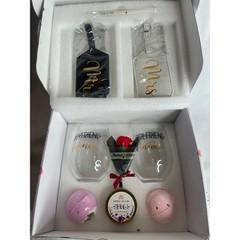 Engagement Gift Set for Couples Wine Glasses Luggage Tags Candle Bath Bombs JQ