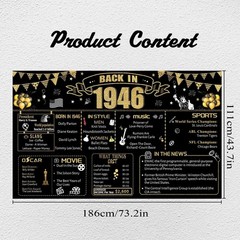 80th Decorative Cloth for Women or Men, Birthday Banner With Holes, Built-in …