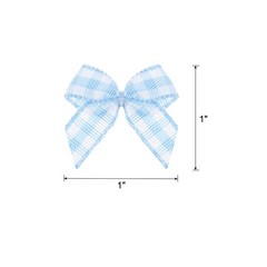 80Pcs Mini Gingham Ribbon Bow 1″ Checkered Satin Ribbon Bows Blue and White