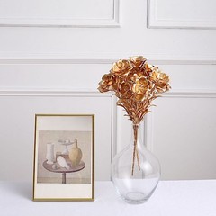 Gold 2 Metallic 17″ Artificial Rose Flower Bouquets Party Events Decorations