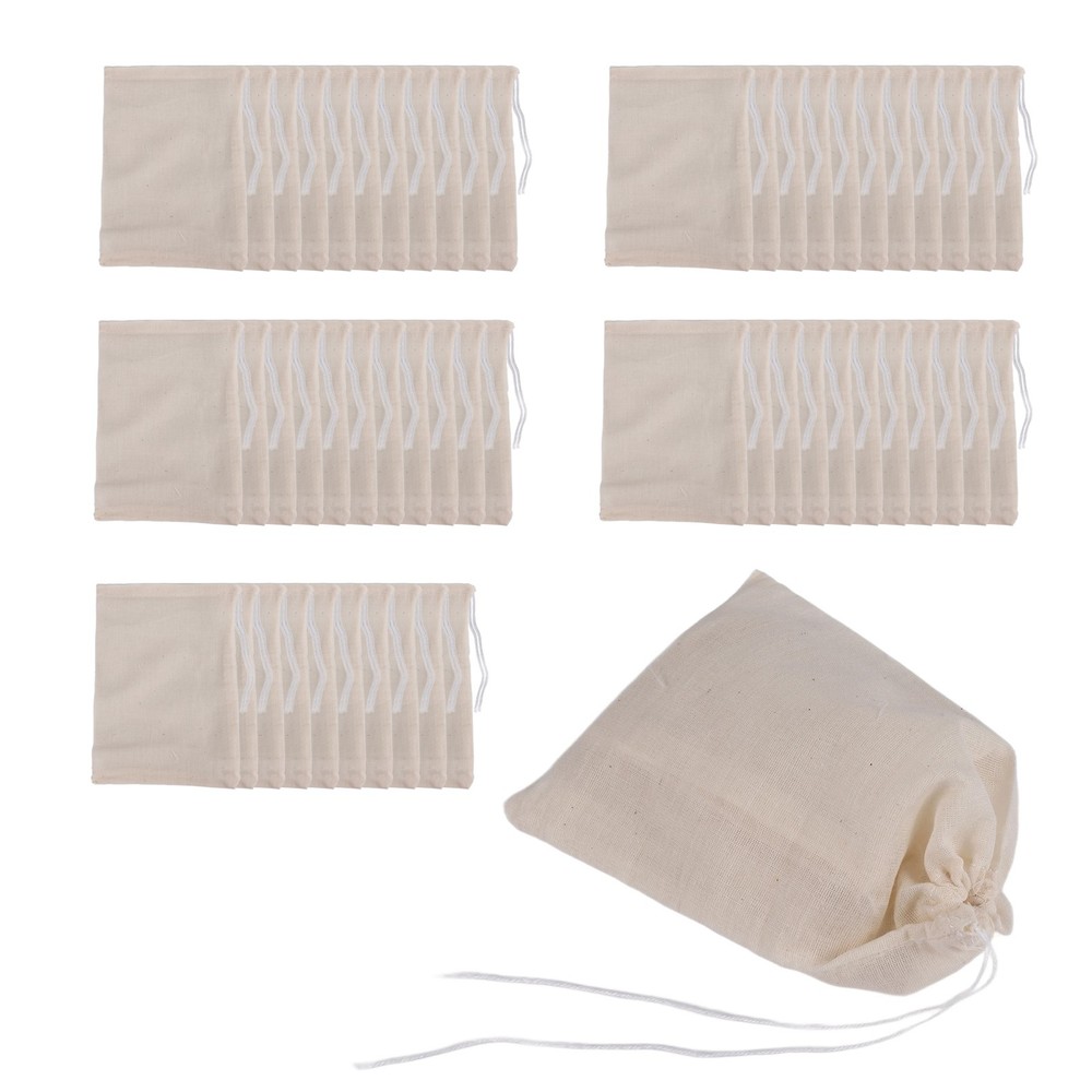 50 Pack Cotton Muslin Bags Multipurpose Drawstring Bags for Tea Jewelry3874