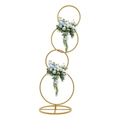 Gold Metal Round Hoop Flower Stand, Detachable Backdrop for Weddings