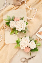 White Rose Boutonniere and Wrist Corsages for Wedding(Set of 2), Prom Corsage…