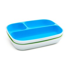 Munchkin Splash 4 Piece Toddler Divided Plate And Bowl Dining Set Blue/Green