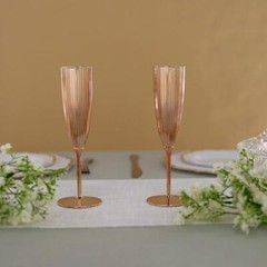 5 oz Blush Premium Metallic Plastic Champagne Flutes Disposable Flutes Wedding
