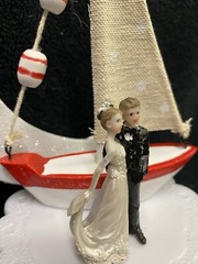 Wedding Cake Topper Sail boat Fishing Honeymoon Lake Groom top Shower Moonlights