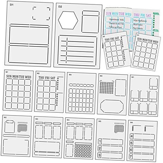 12 Pieces Speedy Spreads Journal Stencil DIY Journal Templates Reusable Weekly