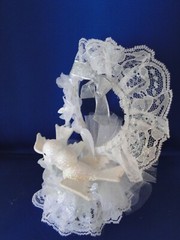 New Elegant Wedding Glittery Sparkling White Love Birds Cake topper with Heart