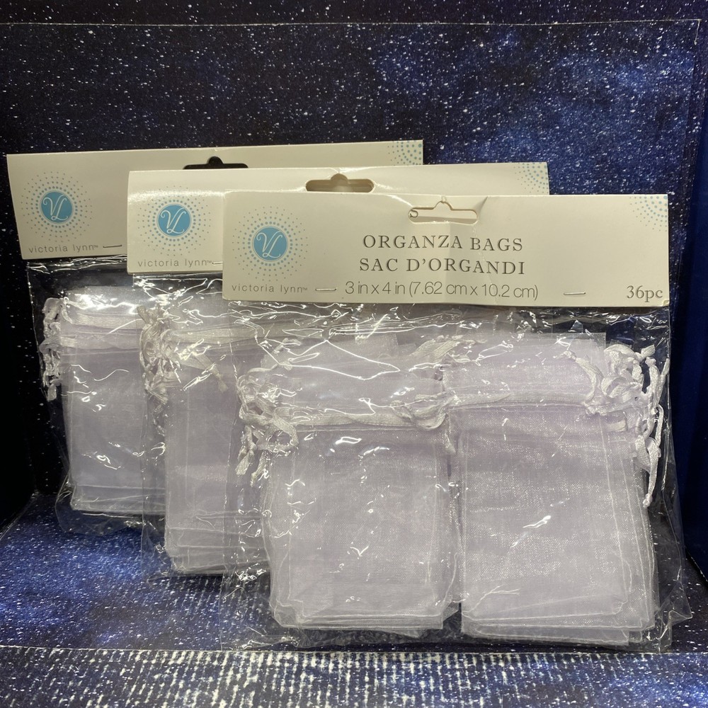 3 Pack – Organza White Bags 36 Pieces for Wedding, Jewelry, Gift, Sachets, Candy