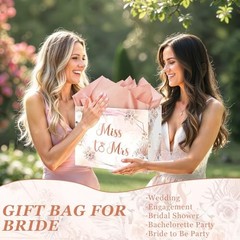 Bridal Shower Gift Bag Wedding Miss to Mrs Gifts Bag with Tissue Light Pink