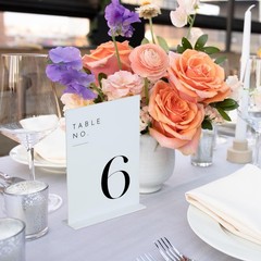 White Wedding Table Numbers 1-10 with Stands 5″x7″ White Acrylic Table Number…