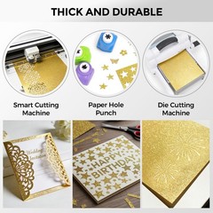 BOOKNOW 27 Sheets Gold Glitter Cardstock, 8.27″ x 11.7″ (A4 Medium,