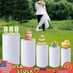 5Pcs White Wedding Round Cylinder Stands Round Display Cylinder Pedestal Stands