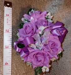 NEW 5″ Artificial Fucsia/Purple Rose Wrist Corsage Tulle Butterfly Prom/Wedding