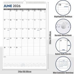 GuassLee Extra Large Wall Calendar 2026,Jumbo Vertical Wall Planner 2026-2027…
