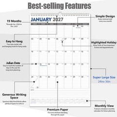 GuassLee Extra Large Wall Calendar 2026,Jumbo Vertical Wall Planner 2026-2027…
