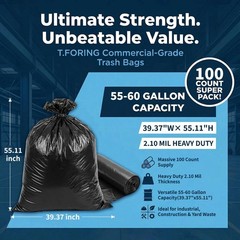55-60 Gallon Trash Bags Heavy Duty 2.1 Mil – 39»x55» 100 Count Extra Thick …