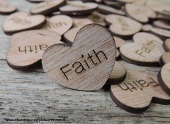 100 qty 1″ FAITH Wood Hearts Table Confetti Wooden Wedding Decor Embellishment