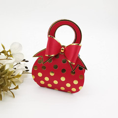 50Pcs Red and Gold Bowknot Handbag with Gold Foil Dot Wedding Favor Boxes Candy