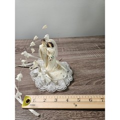 Vintage Wedding Cake Topper Lot 4pc Wilton Bride Groom Retro Lace Floral 1993