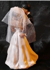 1950s Vintage MCM Couple Wedding Cake Topper Figurines Bride Groom Ceramic Decor