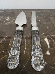 VTG Waterford Wedding Cake Server Set Crystal Handles