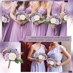 Artificial Bridesmaid Bouquets 6 Pcs – 7 Inch Pre-made Bridesmaids Bouquet Sm…
