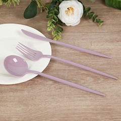 60 LAVENDER Heavy Duty Forks Spoons and Knives Set Party Disposable Tableware