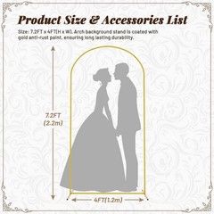for Party Garden Floral Decoration Metal Arch Backdrop Stand 7.2Ft Stable Frame