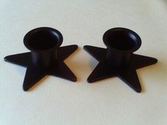 NEW STAR Taper Candle Holders BLACK Set of 2 Western Rustic Craft Americana