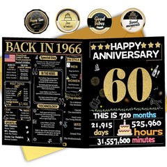 Joycard 60th Anniversary Card for Women Men, Diamond Wedding Card for Wife Hu…