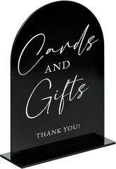 Acrylic Cards and Gifts Sign with Stand- 5″x7″ Black Arched Acrylic Wedding Sign