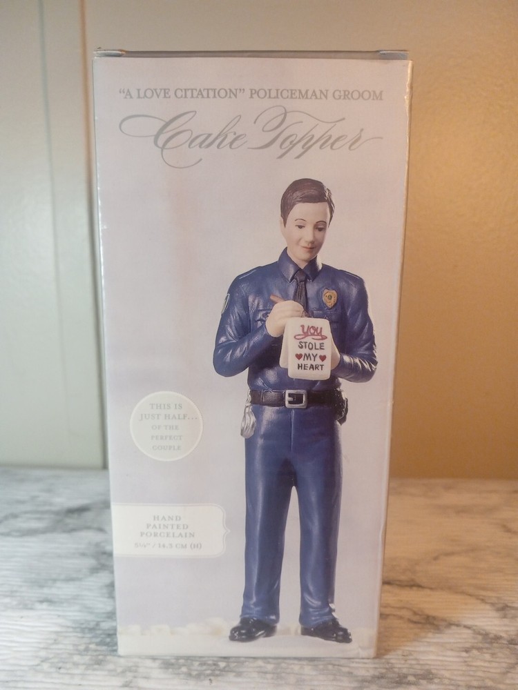 Weddingstar 9351 Love Citation Policeman Groom Cake Topper Hand Paint Porcelain