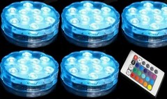 LED Light Puck or Pod Remote Control LED Submersible Lights – 5 pc w/ remotes