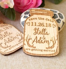 wedding save the date, wooden save the date magnets, mason jar magnets