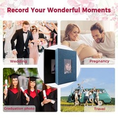 Photo Album, For 4″×6″, 3.5″×5″, Set of 2, 300 Sheets for 4″×6″ Black+Navy Blue