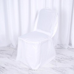 75 White POLYESTER BANQUET CHAIR COVERS Wholesale Wedding Party Decorations