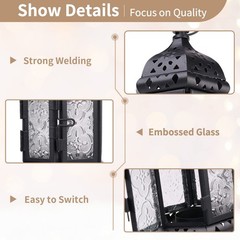 2 Pcs Hanging Candle Lantern Moroccan Chandelier Retro 2pcs, Black