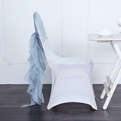 Dusty Blue Premium Curly Chiffon CHAIRS Covers Cap SASHES Bows Ties Sale