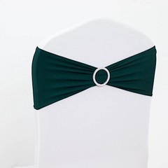 10 Hunter Green Spandex CHAIR SASHES with Silver Round Buckles Wedding