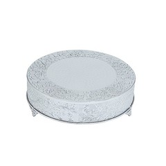 SILVER 18″ wide Round Floral Embossed Cake Stand Cupcake Display Wedding Party