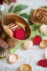 300pcs Red Gold Rose Petals for Wedding Decor