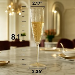 Oojami 6 Oz Gold Glitter Plastic Champagne Glasses 24 Pack 6 oz,