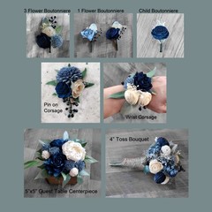 Navy Anemone Blush Pink Champagne Bridal Bouquet & Sola Wood Wedding Flowers