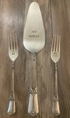 Silver Wedding Cake Set Cutting Server & 2 Eating Forks