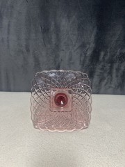 Vtg L E Smith Pink 8” Trellis Cake Plate 4.5” High￼