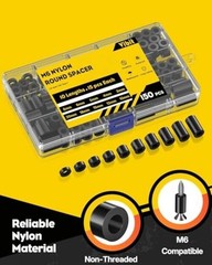 150 Pcs M6 Nylon Spacers for Screws, ID 6 mm & OD 11 mm, 10 Lengths M6,150PCS