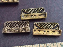 Set 6 NOS brass rose place card holder stands MCM modernist dinner party