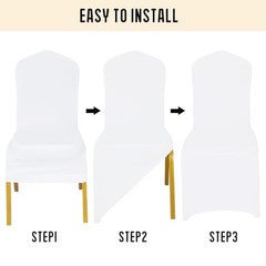 Pack Stretch Polyester Spandex Chair Covers Universal Washable 1 White