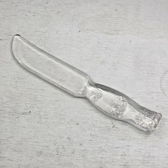 Vintage Depression Glass Clear Fruit & Cake Knife 8.75″ Floral Embossed Handle